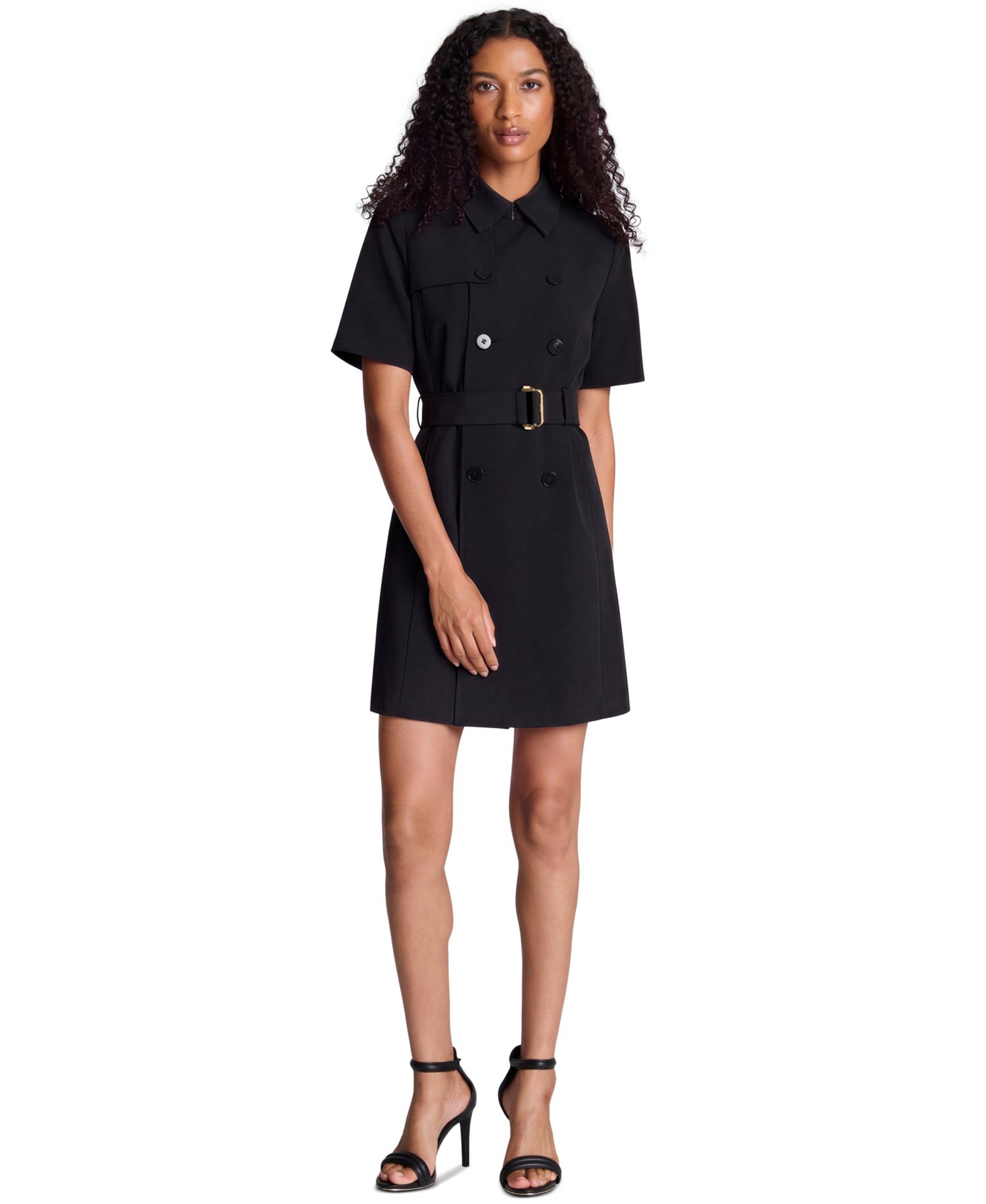 Women's Short-Sleeve Trench Mini Dress