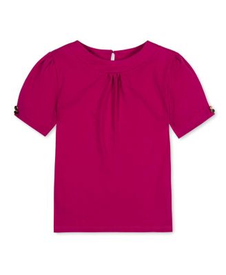 Little and Big Girls' XXS- L Organic Puff Sleeve Knit Top