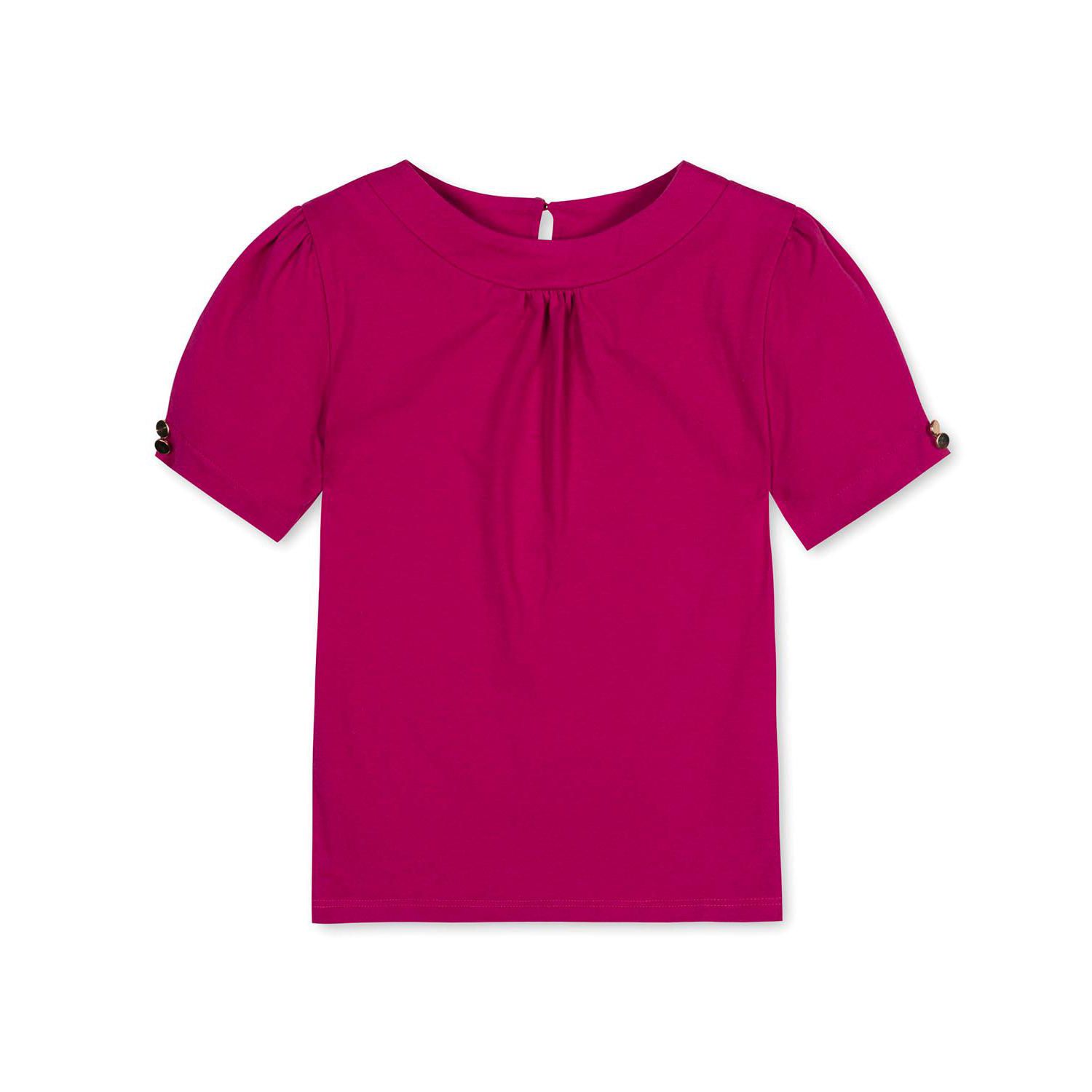 Little and Big Girls' XXS- L Organic Puff Sleeve Knit Top