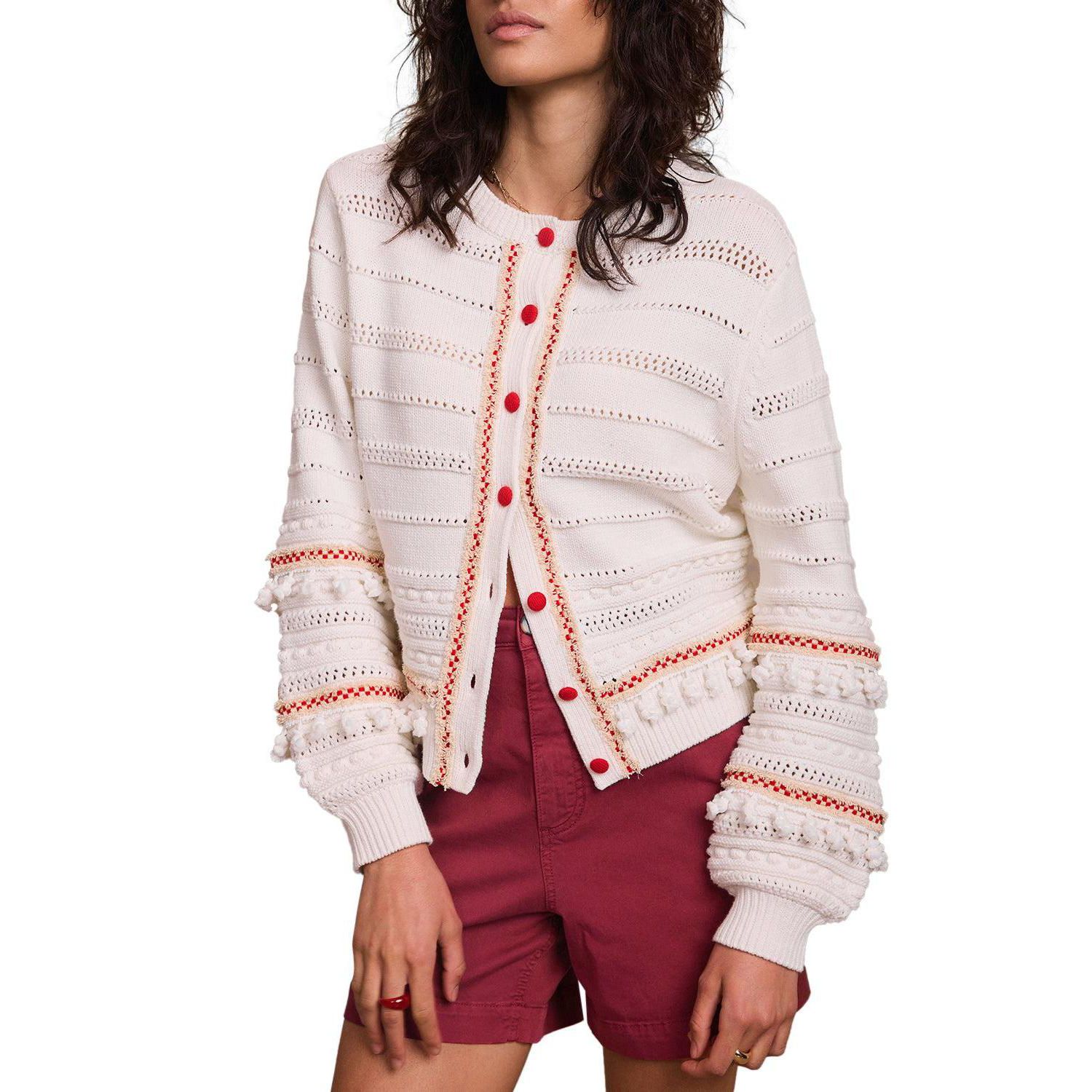 Women's Cotton Blend Tassel Cardigan