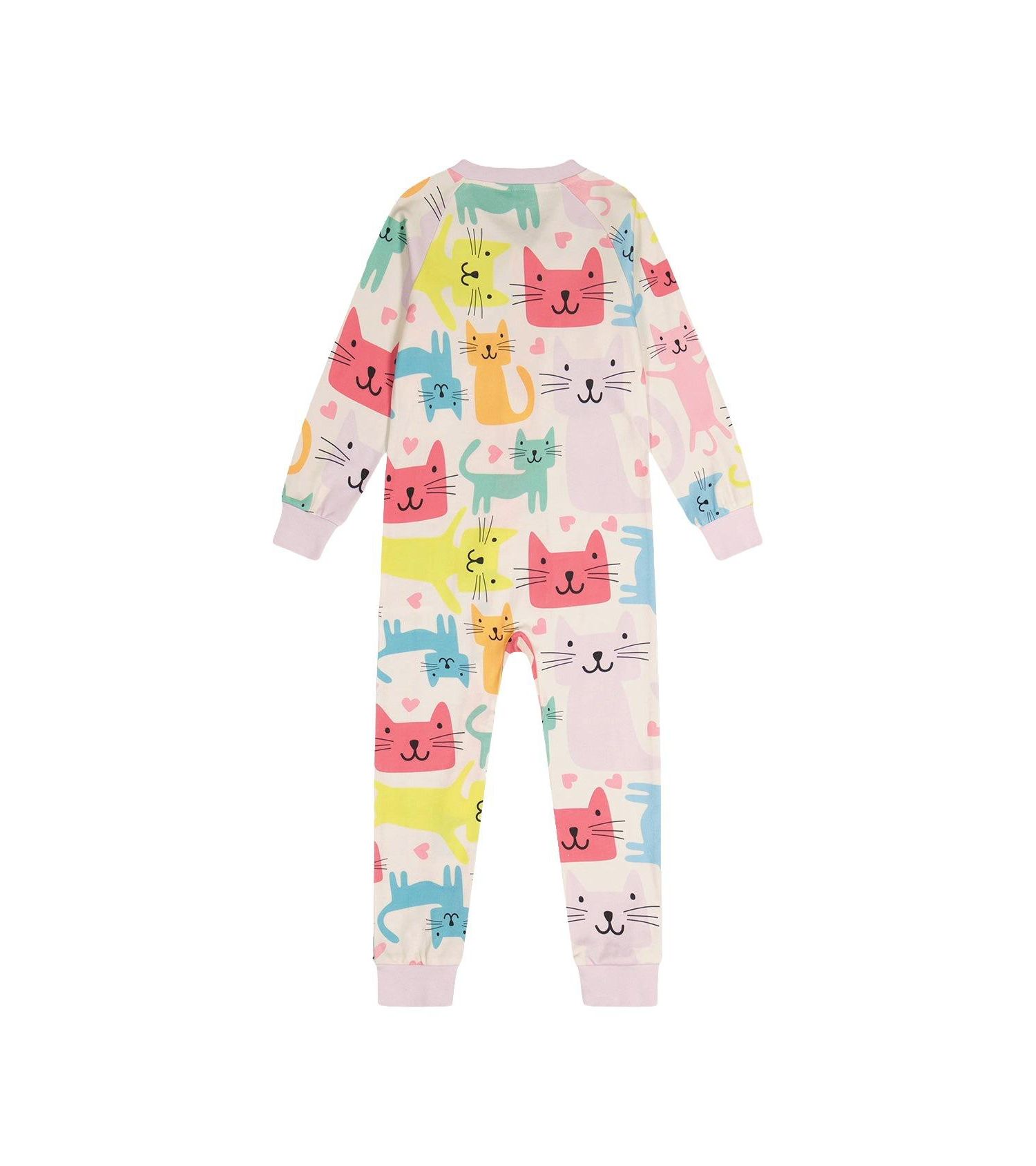 Little Girls 6-12 Cotton One Piece Pajamas Cat Print