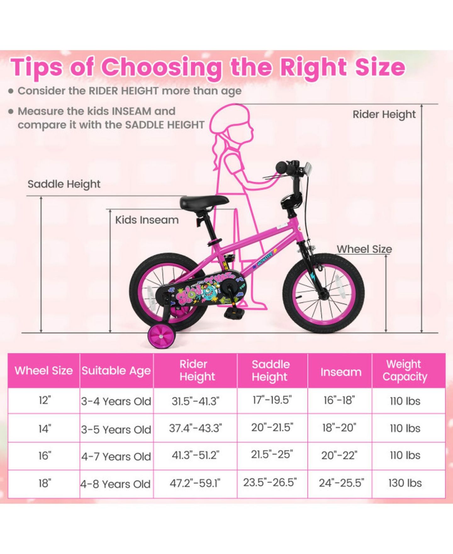 Детская игрушка HONGGE 14-Inch Kids Bike with Training Wheels and Dual Braking System, Ages 3-5 — фото 3