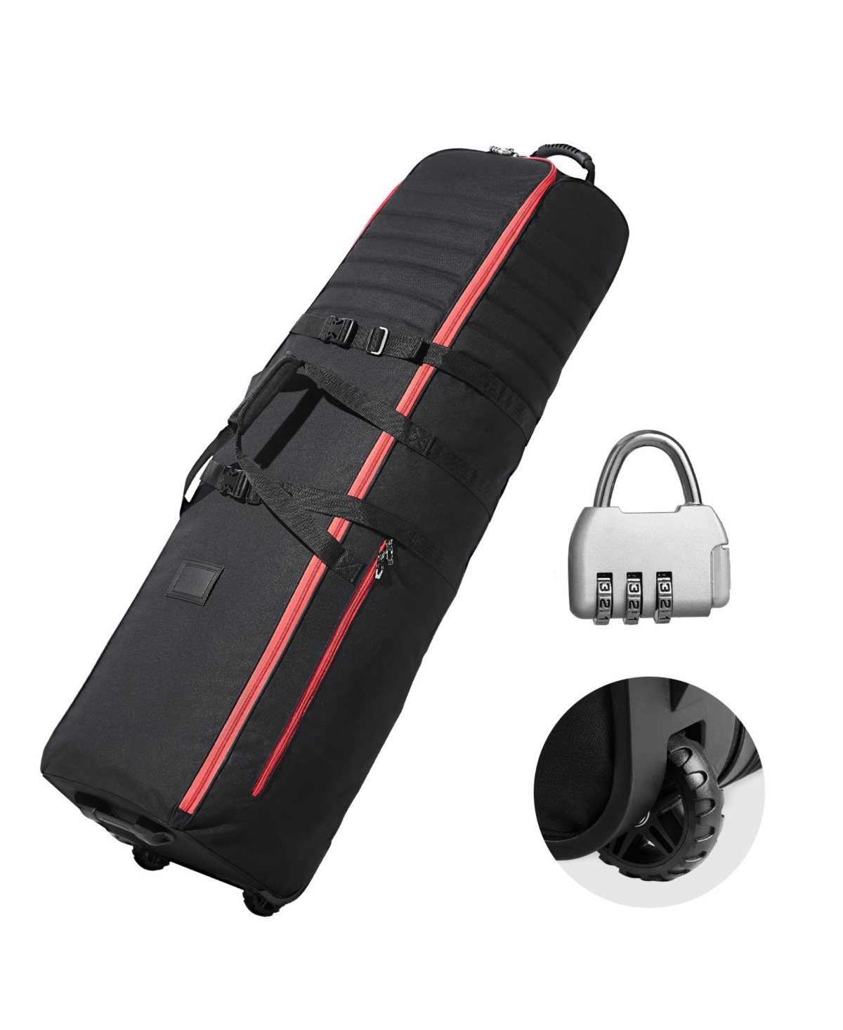 Hongge Padded Golf Travel Bag 1000D Nylon Soft-Sided Club Cover Case with Wheels for Air Travel