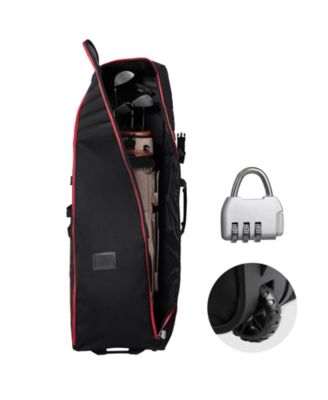 Padded Golf Travel Bag 1000D Nylon Soft-Sided Club Cover Case with Wheels for Air Travel