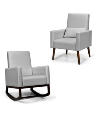 2-in-1 Convertible Rocking and Stationary Upholstered Armchair
