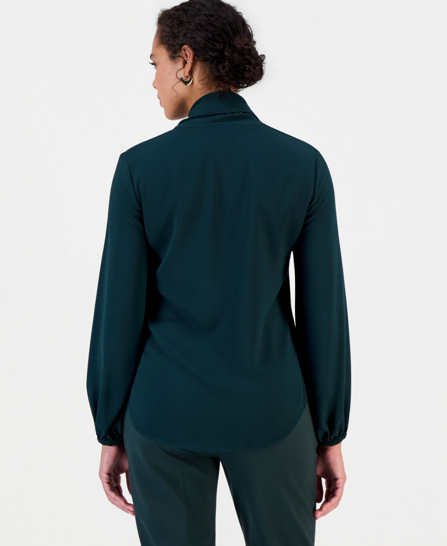 Women's Tie-Front Long Sleeve Blouse