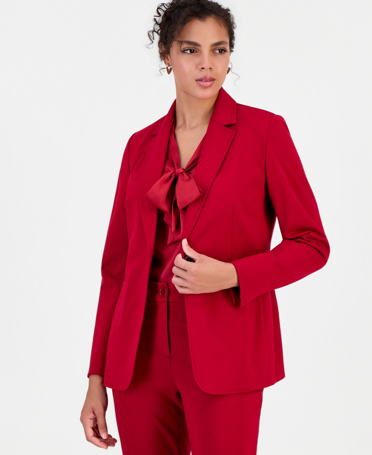 Bar Iii Women's Compression Notch-collar Single Button Blazer, Created For Macy's In Pomegranate