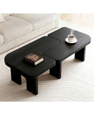 Modern Wooden Nesting Coffee Table, 70.86" Extendable Splicing Center Table