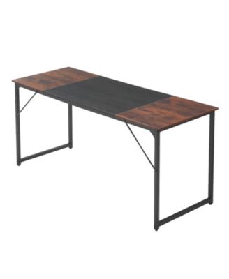 Modern Office Computer Desk with Large Legroom, Metal Frame Workstation for Study and Gaming