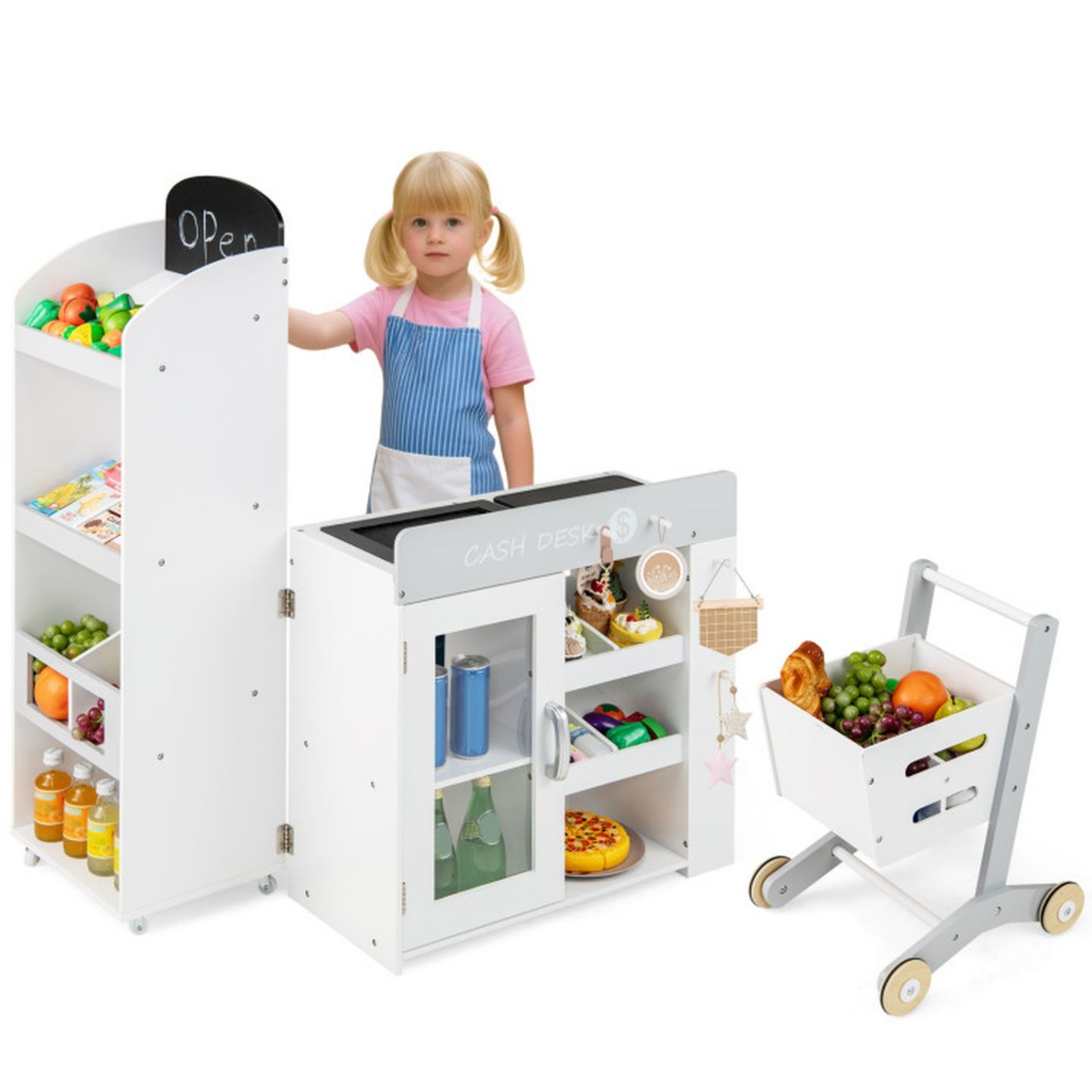Детский игровой набор SUGIFT Convertible Kids Grocery Store 3-Piece Playset, Ages 3+, цвет: Белый — фото 2