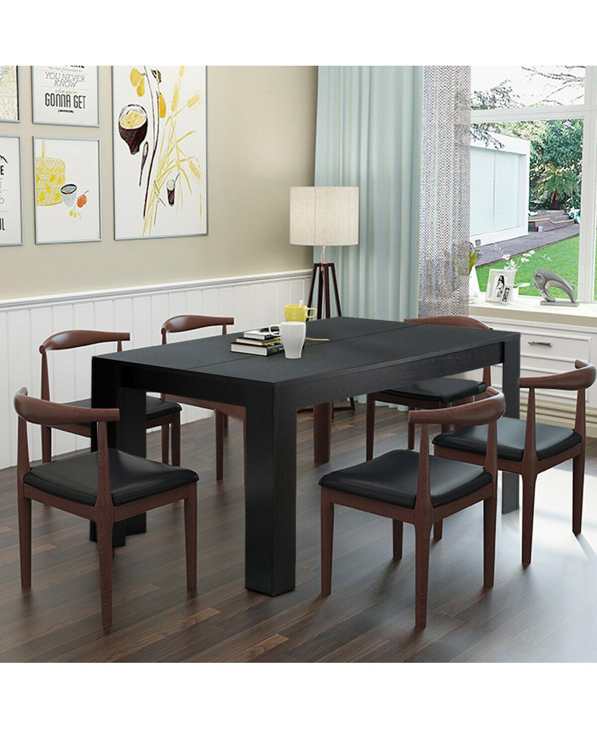 Mecale 63-Inch Rectangular Dining Table for 6 with Solid Wood Legs