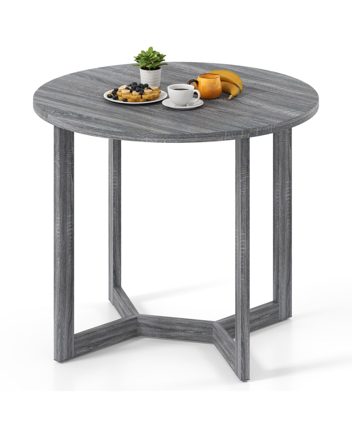 Mecale 36-Inch Round Dining Table with Wing-Shaped Pedestal Base