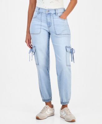Juniors' Cargo Jogger Mid Rise Jeans