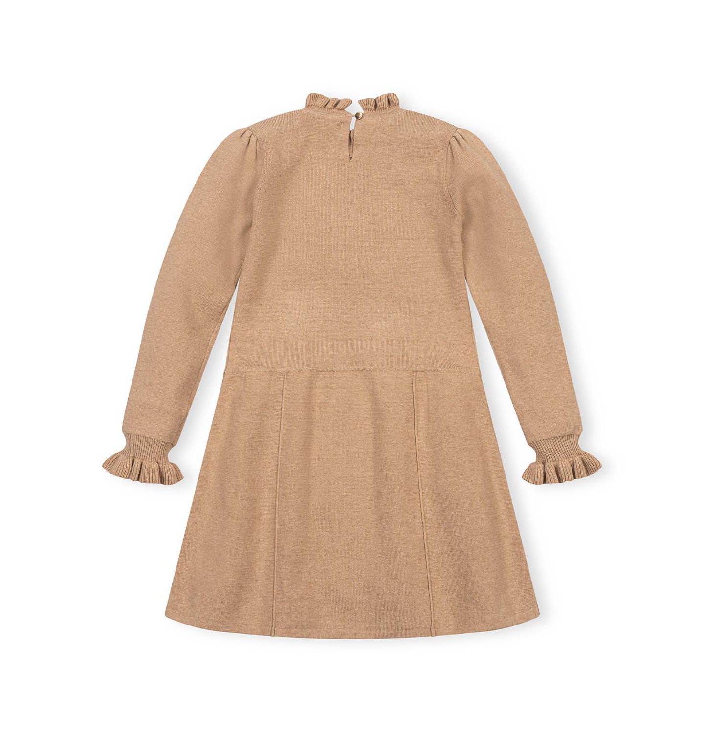 Платье Hope & Henry Organic Mock Neck Ruffle Edge Sweater Dress для девочек, цвет: Верблюжий меланжевый — фото 6