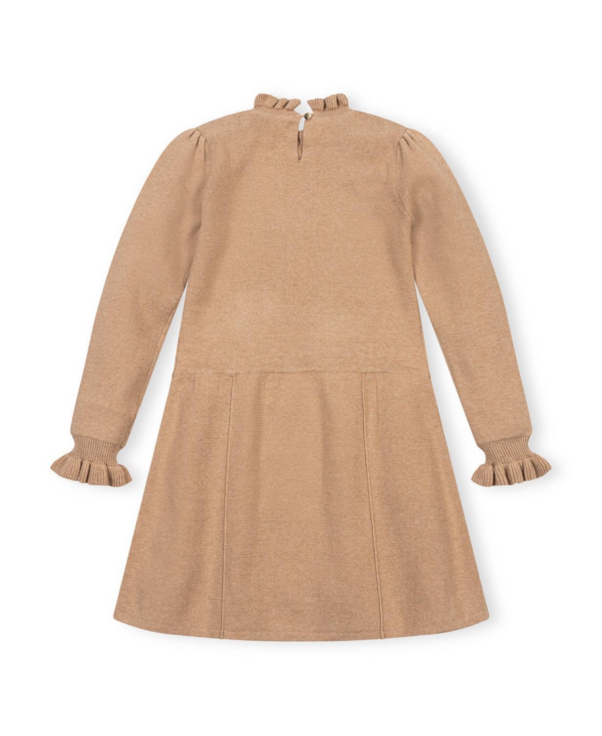 Hope & Henry Little Girls and Organic Mock Neck Ruffle Edge Sweater Dress