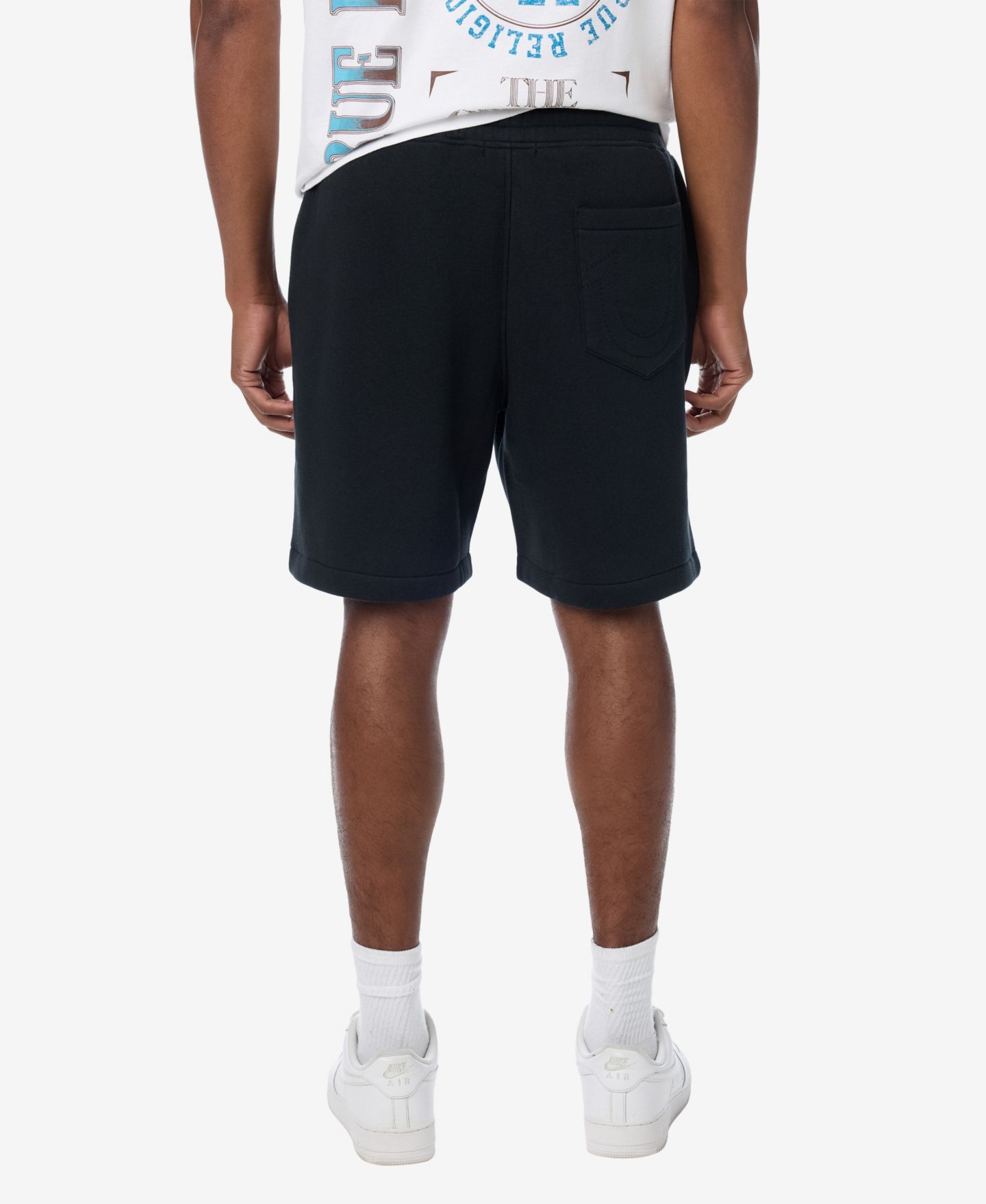 Мужские шорты True Religion Overt Buddha Logo Fleece Shorts, 8" Inseam, цвет: Угольно-чёрный — фото 3
