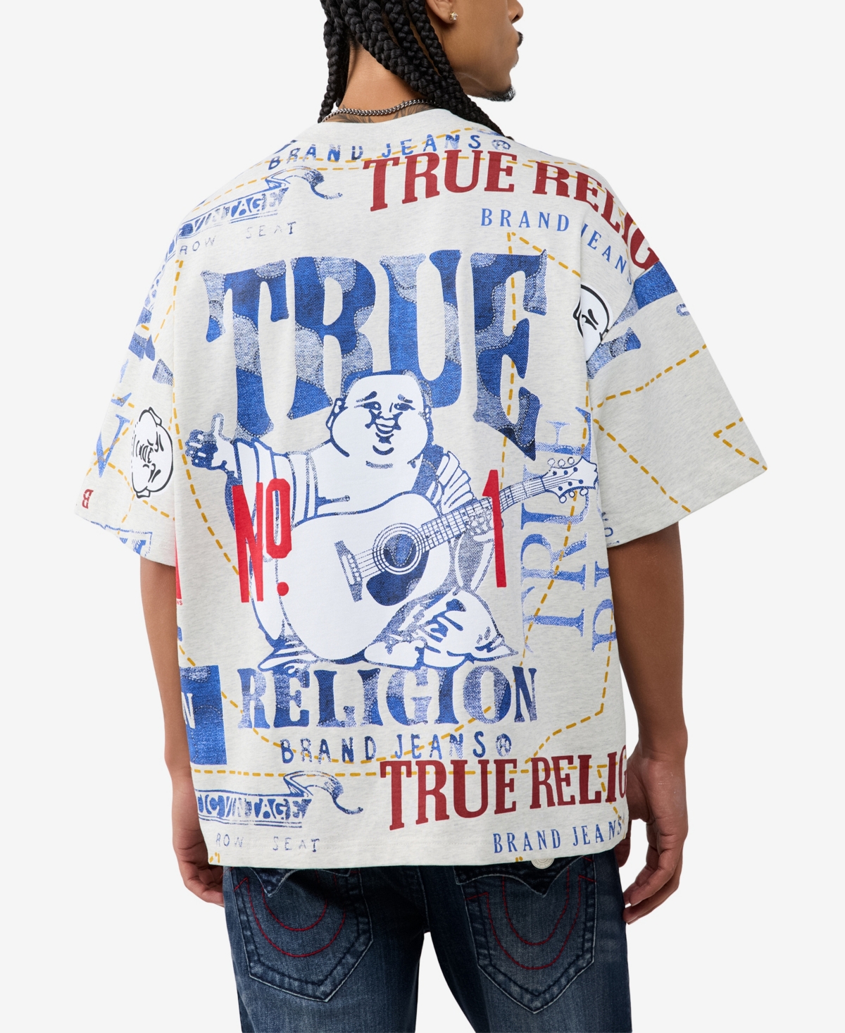 True Religion Men's Logo Print Oversized T-Shirt