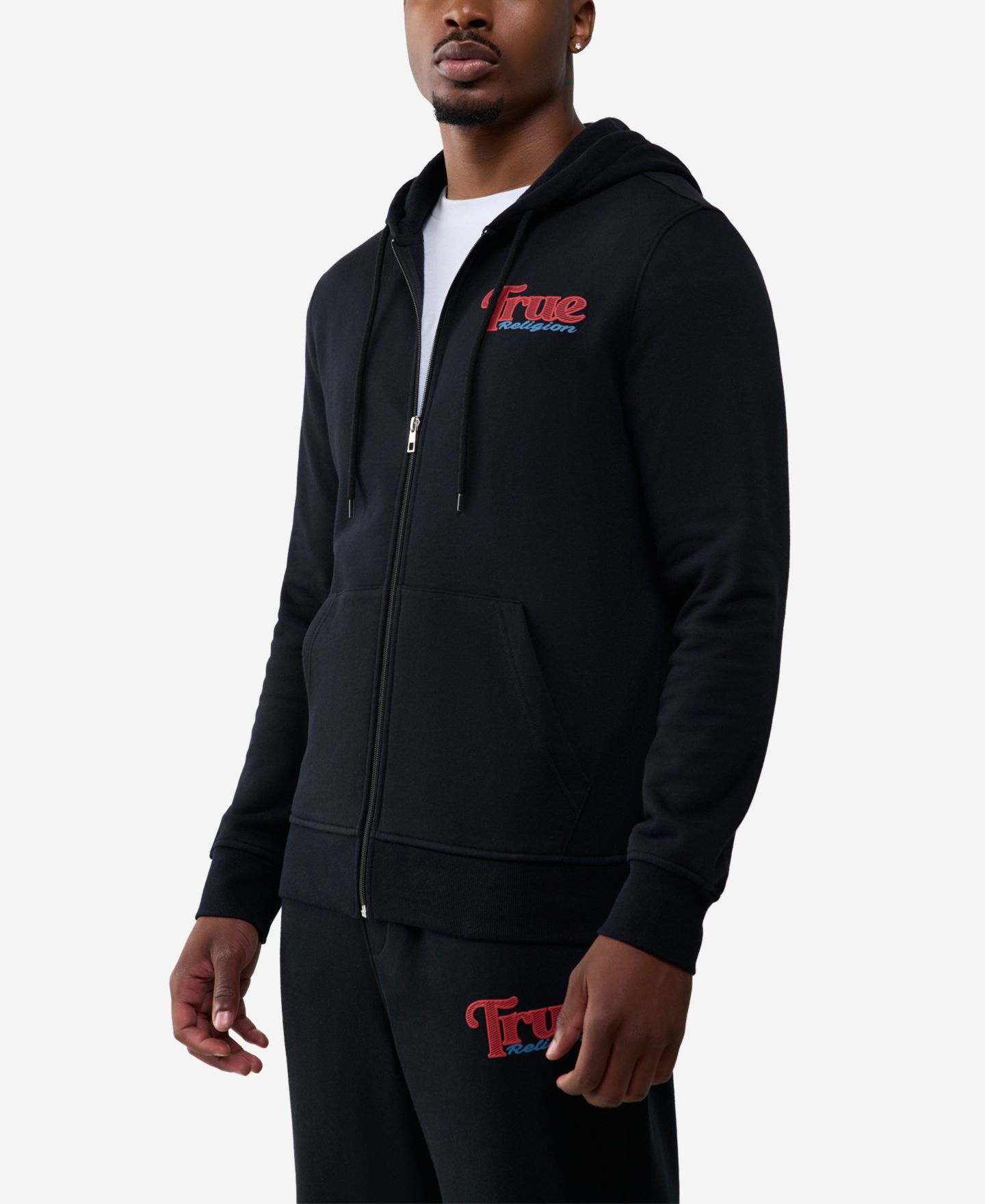 Мужское худи True Religion USA Zip, цвет: Угольно-чёрный — фото 3