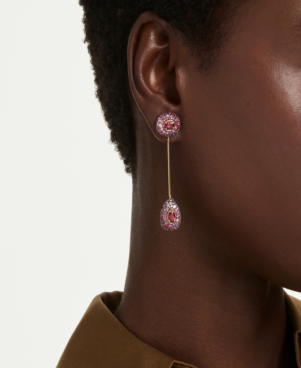 Swarovski Gold-Tone Plated Red Crystal Earrings
