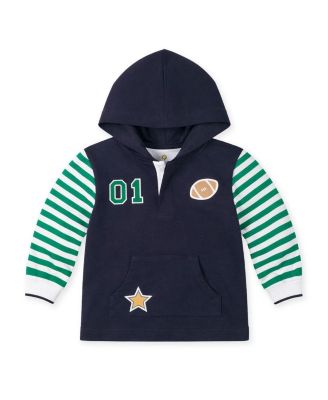 Toddler Boys 2T - 5 Hooded Knit Shirt With Varsity Football Motifs