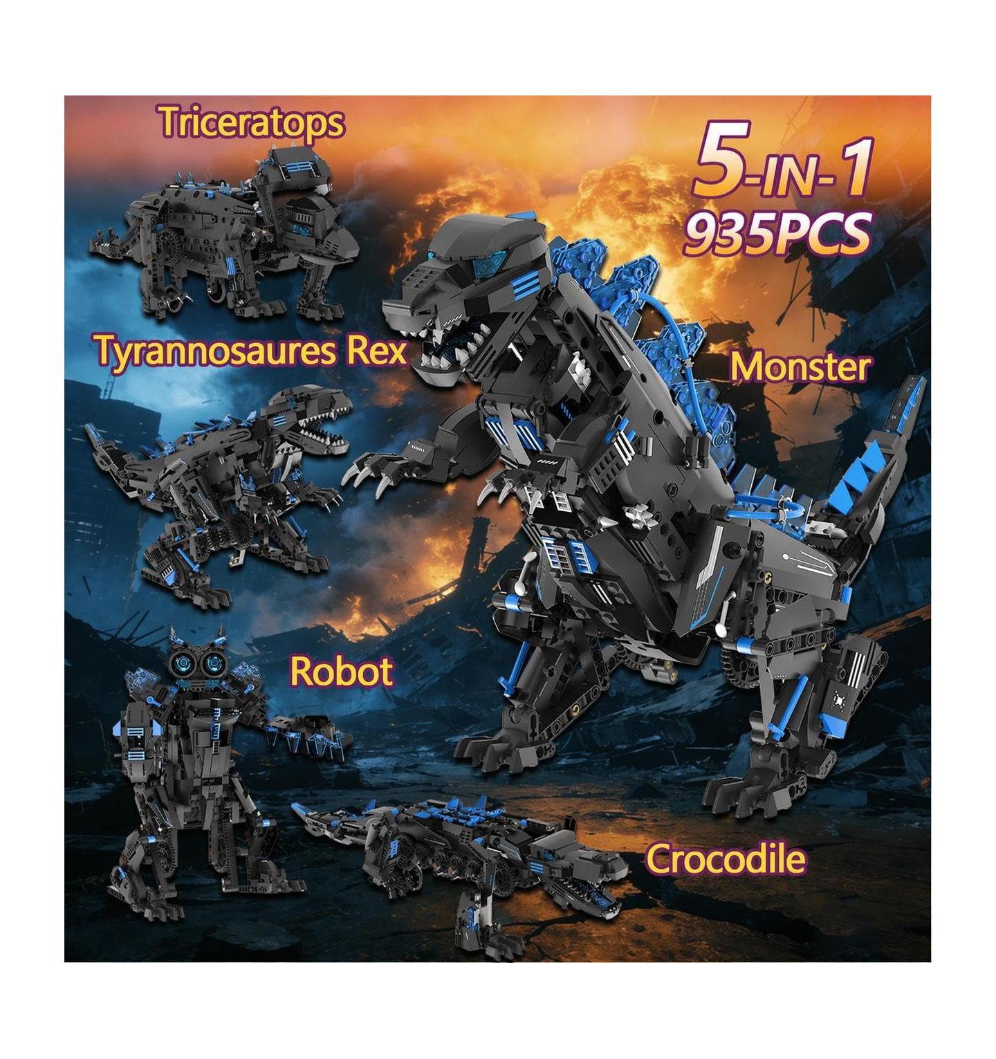 Детский конструктор homfan Dinosaur 5-in-1 Remote Control Programmable Building Set, Ages 6-12 — фото 2