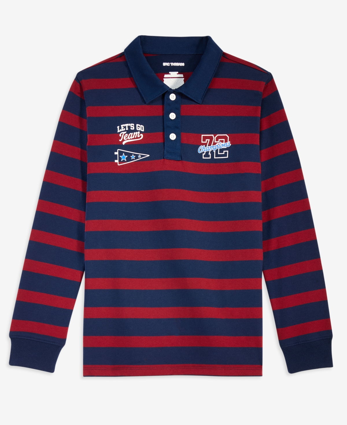 Epic Threads Kids' Boys' 4-20 Striped Rugby Long-sleeve Polo Shirt, Macy's Exclusive In Multi