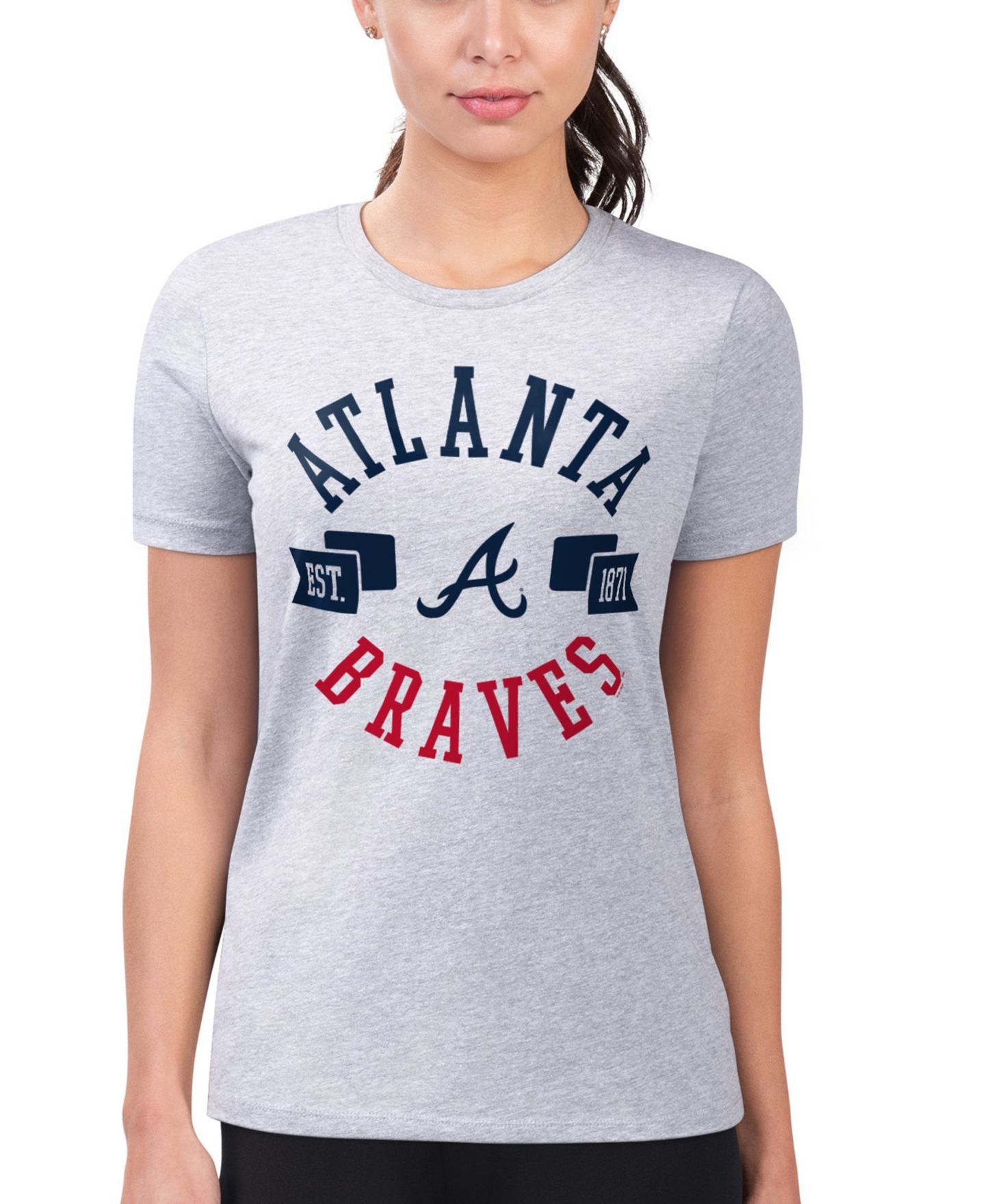 Женская футболка G-III 4Her by Carl Banks Atlanta Braves Super-Slim Fit Short-Sleeve Screen Print Graphics — фото 2