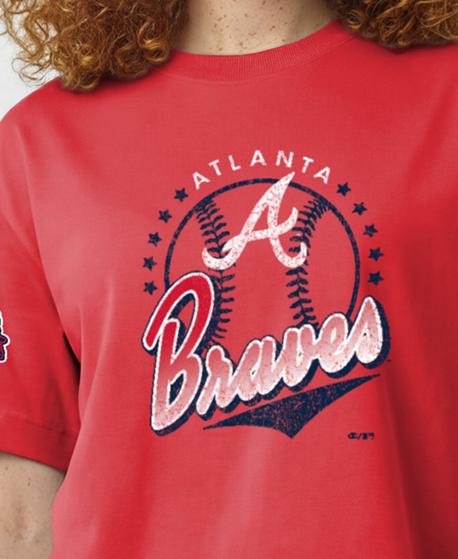Women's Atlanta Braves All-Star Oversized Distressed-Graphics T-Shirt