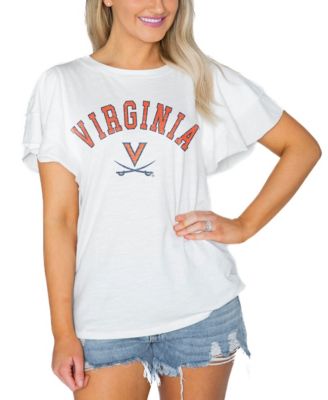 Women's White Virginia Cavaliers Arch Logo Flutter Sleeve Lightweight T-Shirt