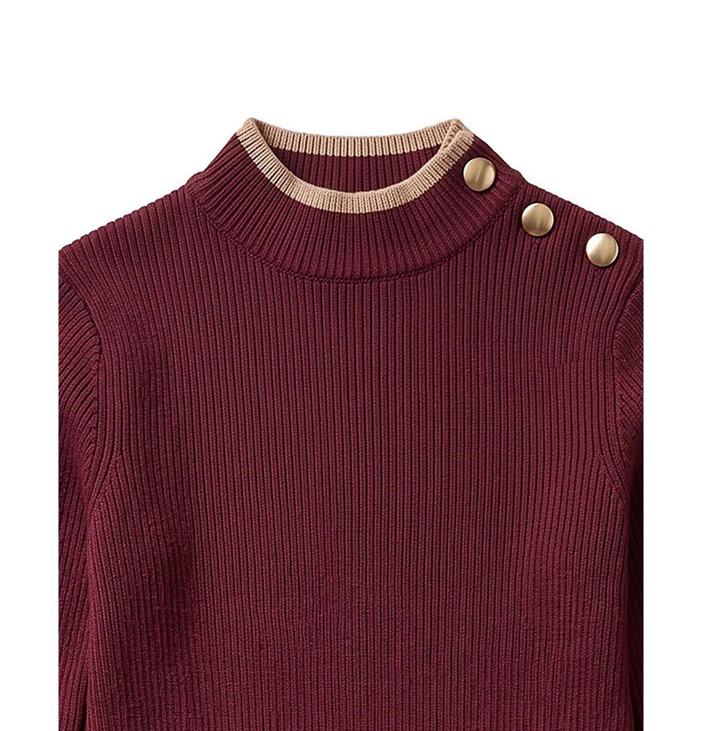 Платье Hope & Henry Organic Mock Neck Flounce Hem Sweater Dress для девочек-малышей, цвет: Тёмно-бордовый — фото 2