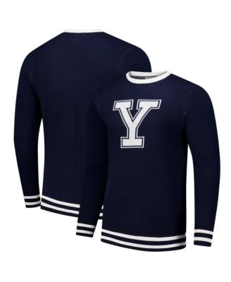 Men's and Women's Navy Yale Bulldogs Renew Knit Vintage Pullover Sweater