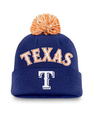 Men's Royal Texas Rangers Peak Cuffed Knit Hat with Pom