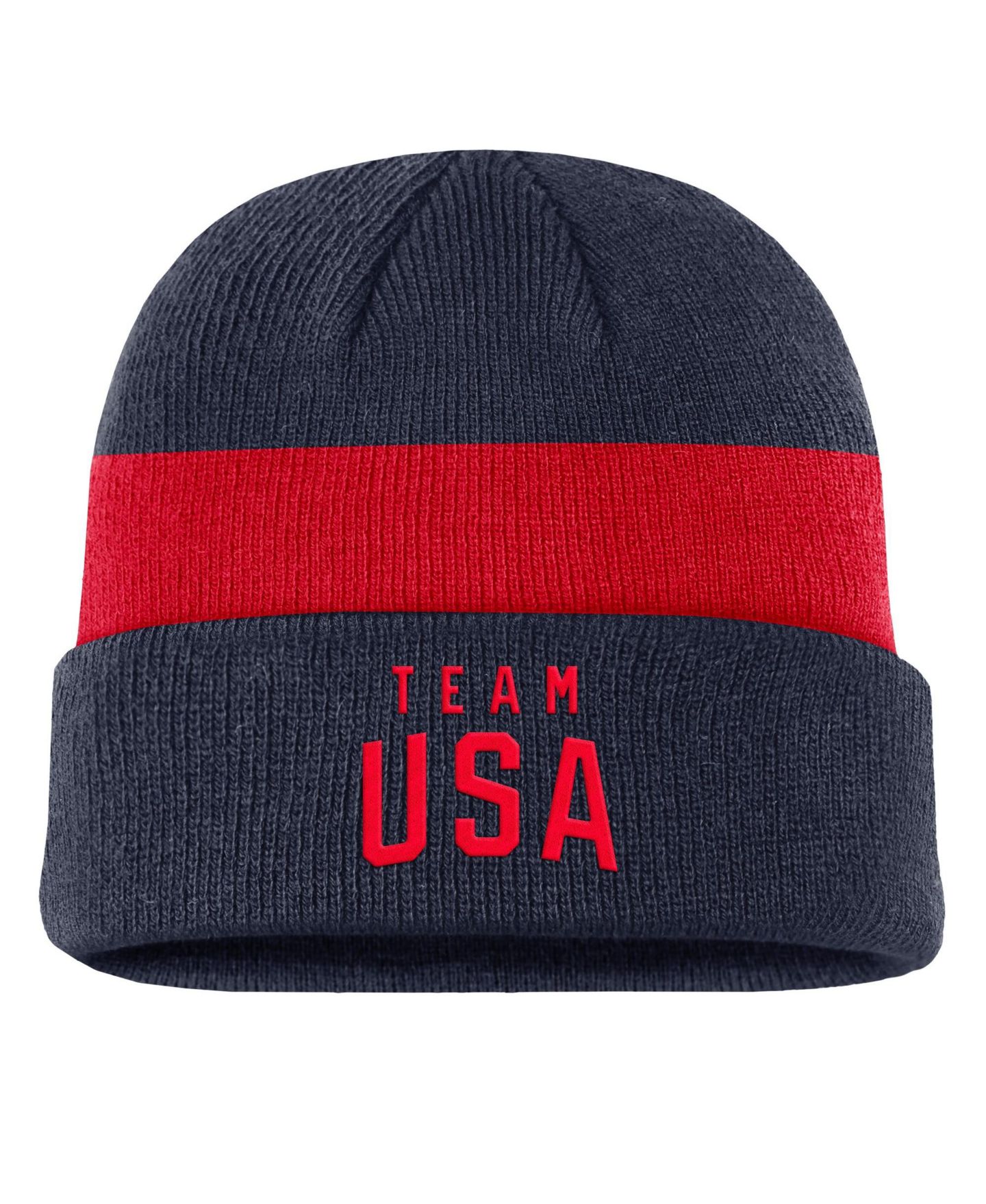 Мужская шапка Nike Navy Team USA Stripe Terra Cuffed Knit Hat — фото 1