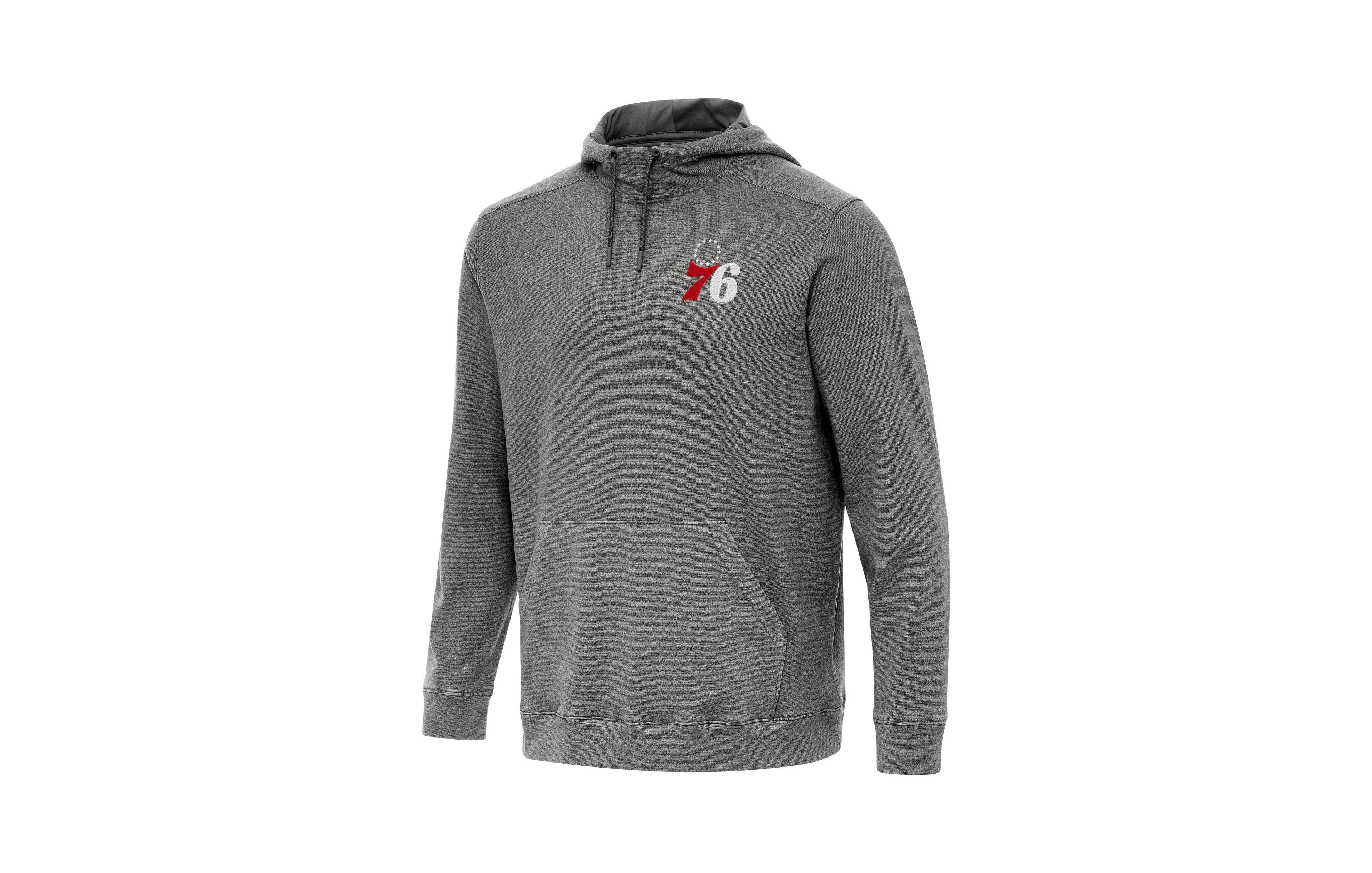 Antigua Men's Heather Black Philadelphia 76ers Cloud Pullover Hoodie