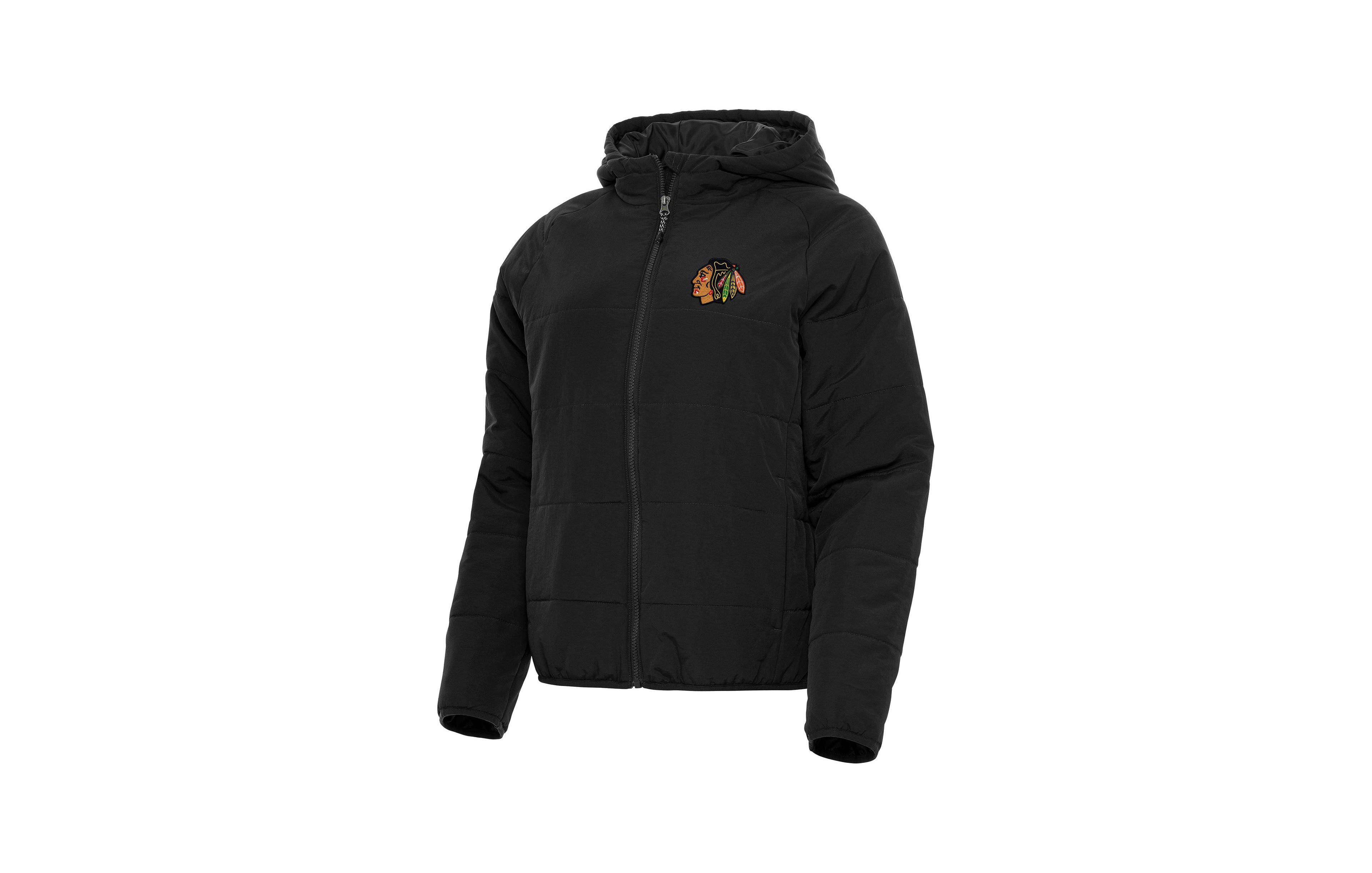 Antigua Women's Black Chicago Blackhawks Universe Full-Zip Puffer Jacket
