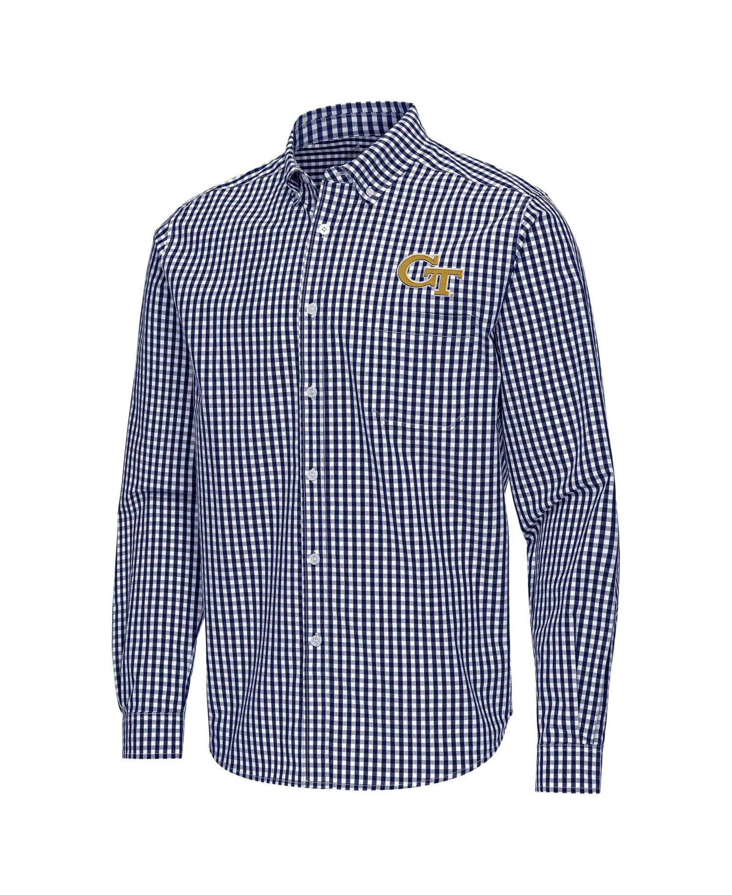 Men's Navy Georgia Tech Yellow Jackets Ellis Woven Tri-Blend Long Sleeve Button-Down Shirt