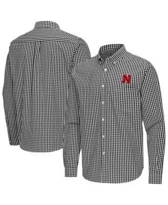 Men's Black Nebraska Huskers Ellis Woven Tri-Blend Long sleeves Button-Down Shirt