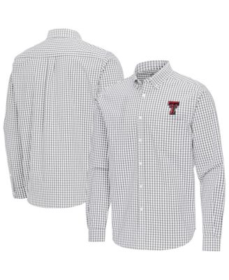 Men's Gray Texas Tech Red Raiders Ellis Woven Tri-Blend Long sleeves Button-Down Shirt