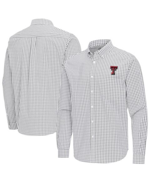 Мужская рубашка Antigua Gray Texas Tech Red Raiders Ellis Woven Tri-Blend Long Sleeve Button-Down