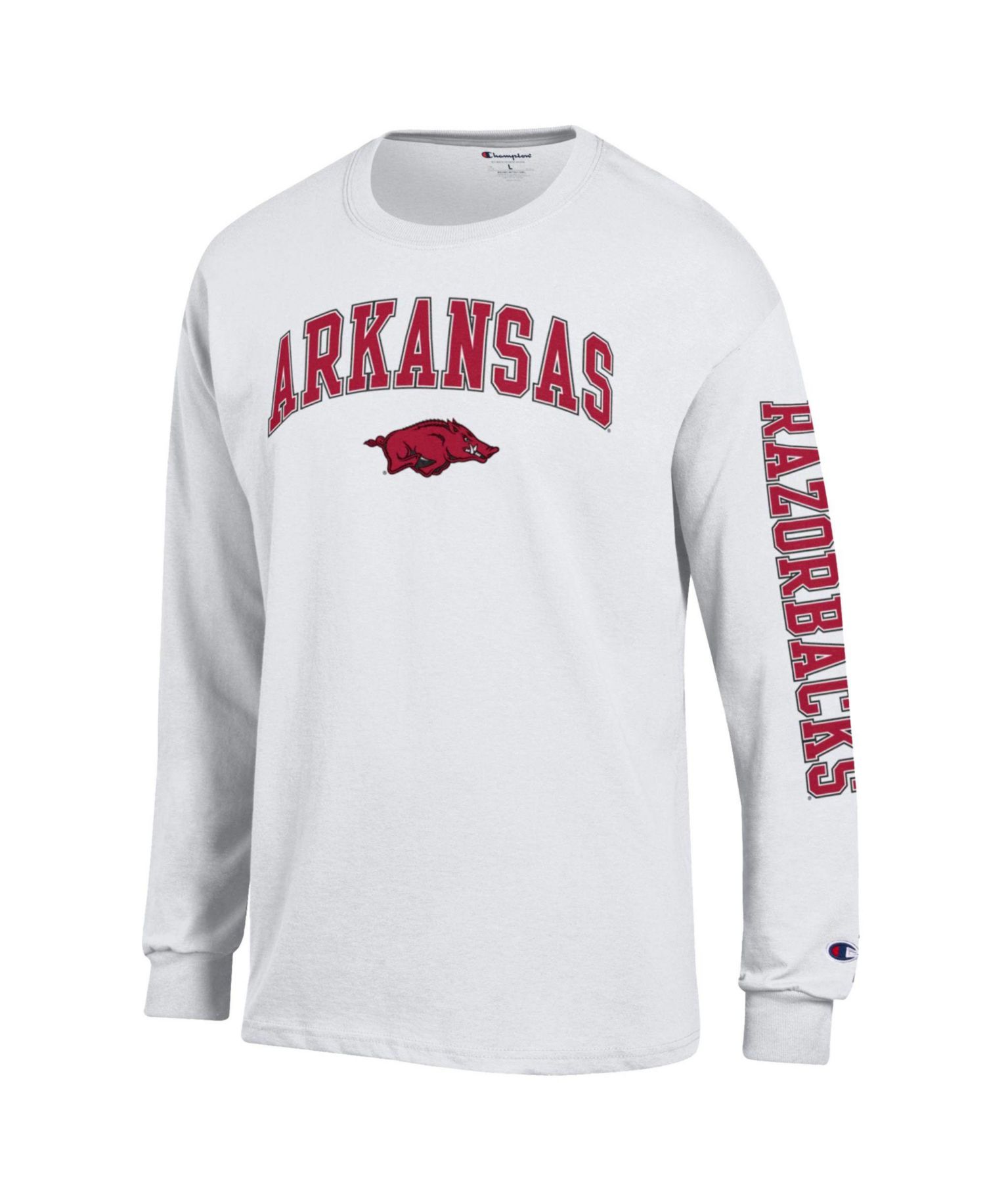 Men's Cardinal Arkansas Razorbacks Arch Over Logo 2-Hit Long Sleeve T-Shirt