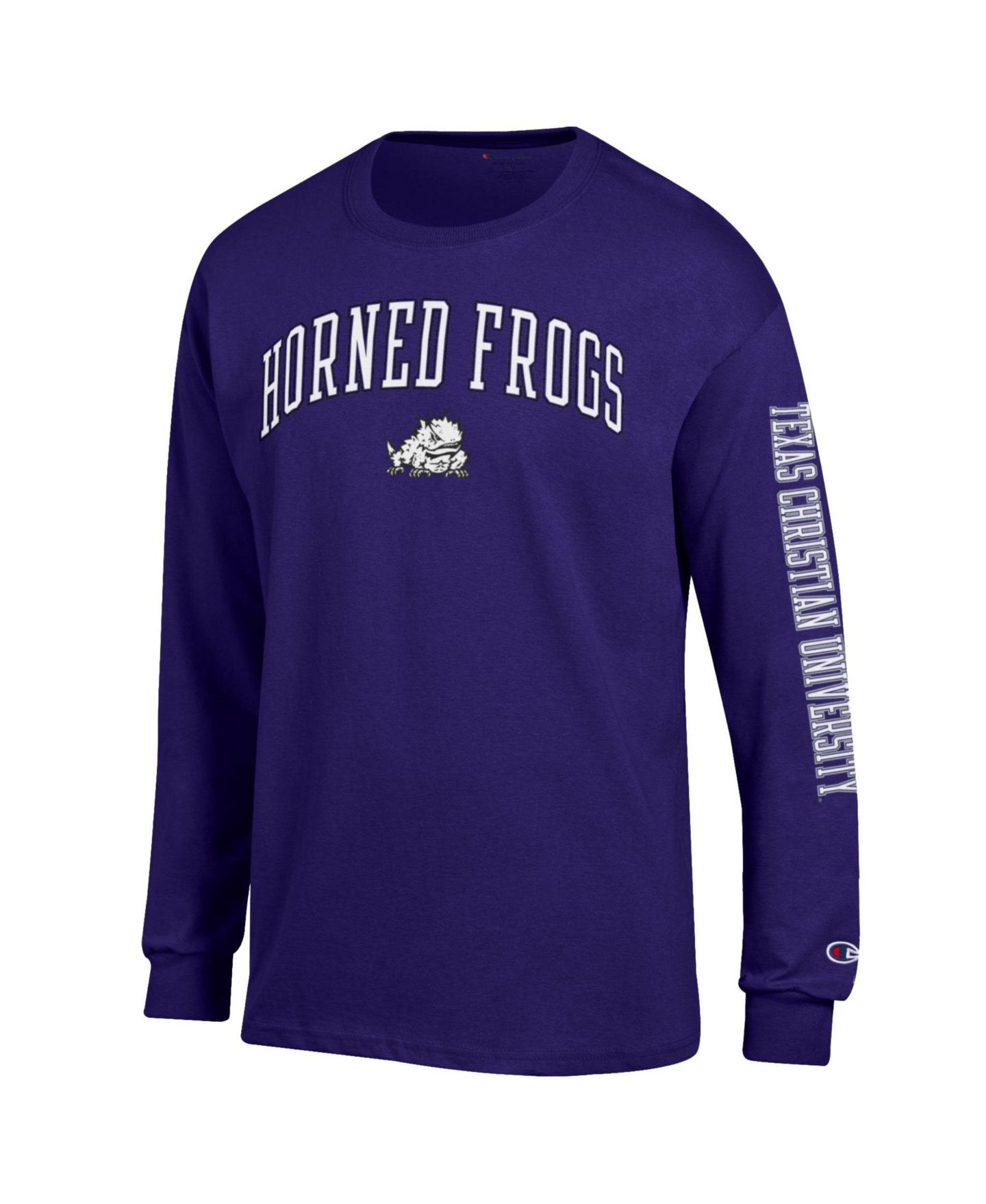 Мужская футболка Champion Purple TCU Horned Frogs Arch Over Logo 2-Hit Long Sleeve — фото 2