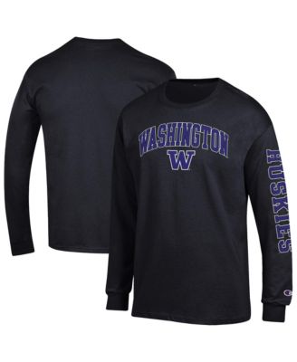 Men's Black Washington Huskies Arch Over Logo 2-Hit Long sleeves T-Shirt