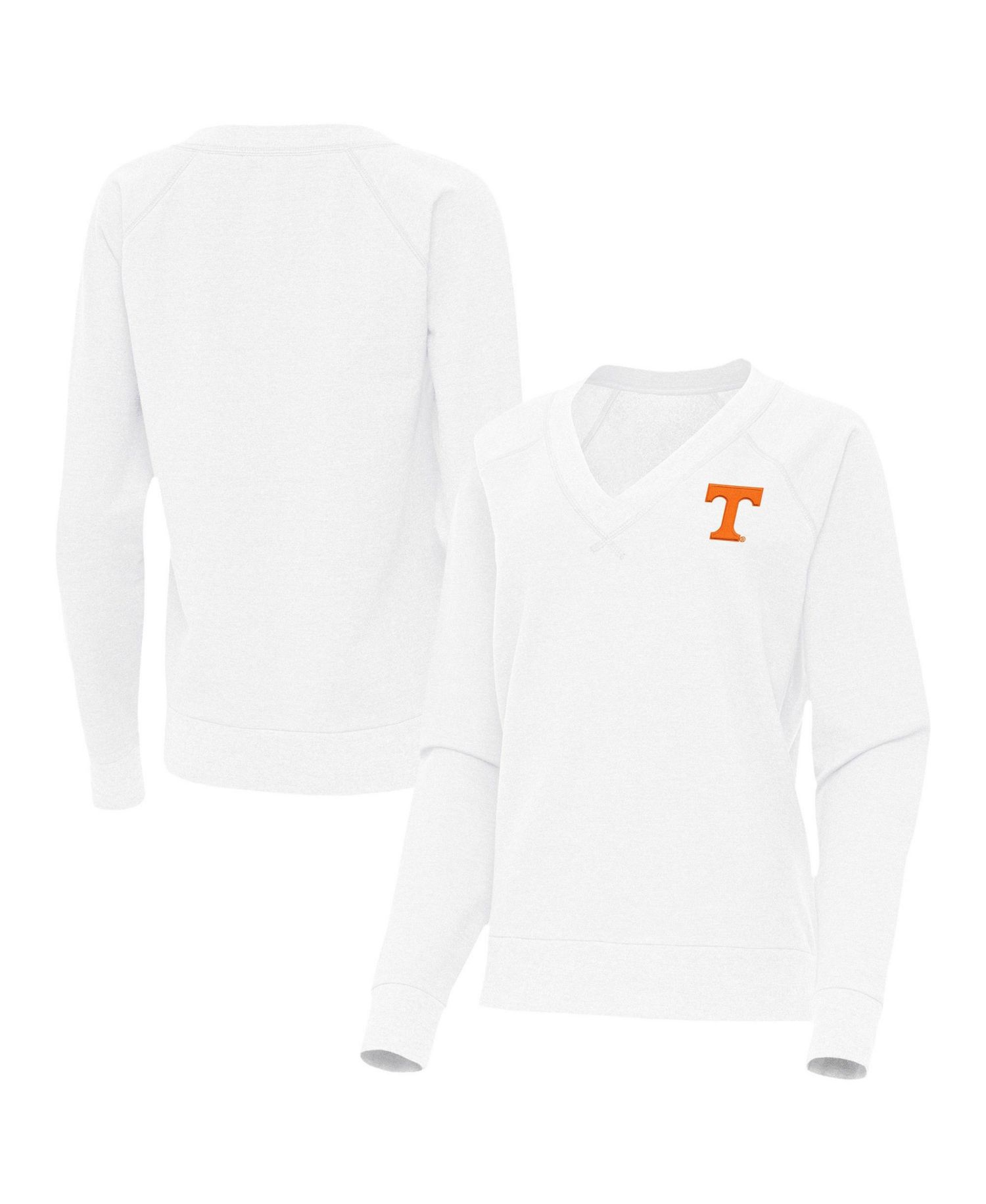 Women's White Tennessee Volunteers Varsity V-Neck Tri-Blend Pullover Sweatshirt