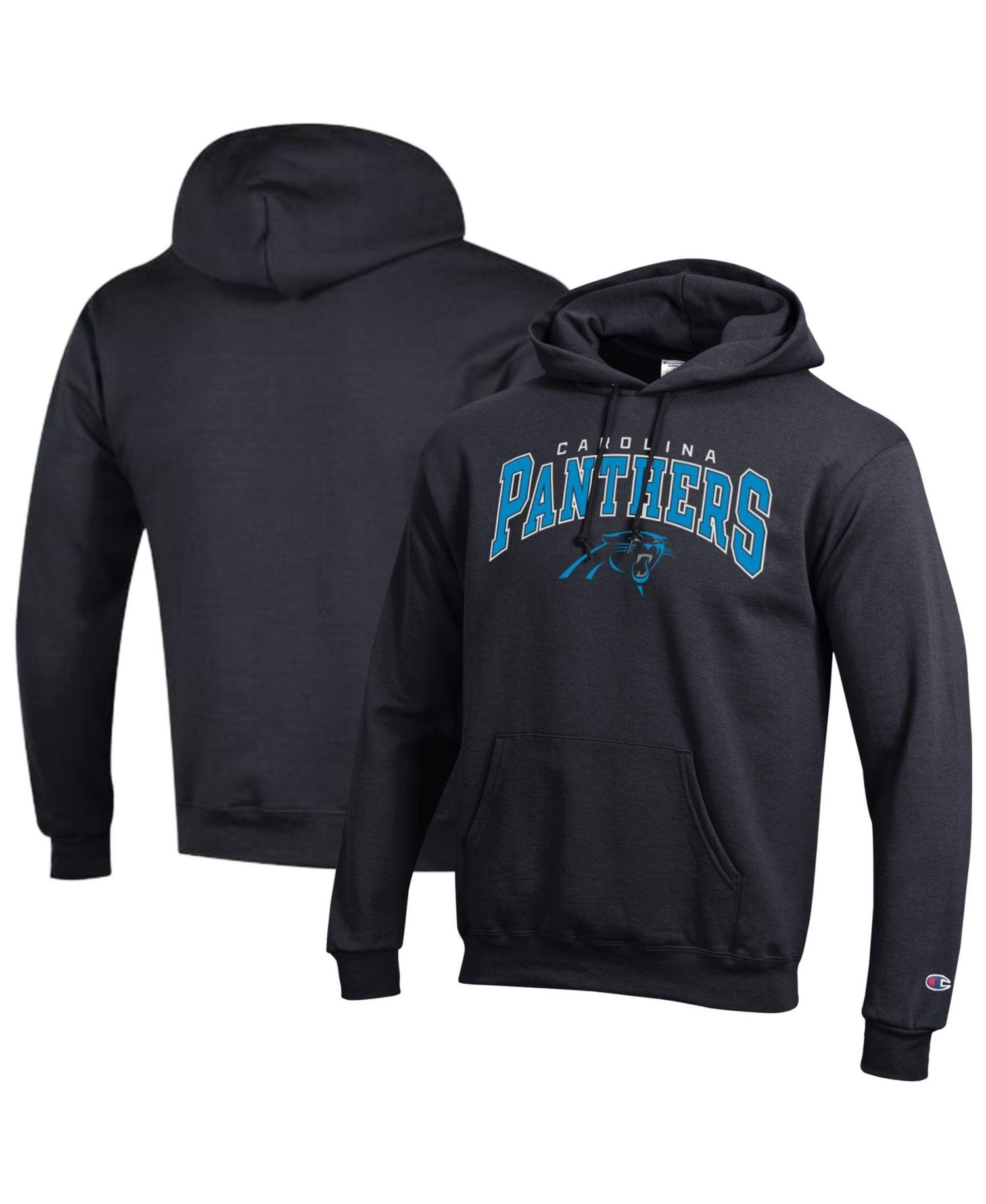 Men's Black Carolina Panthers Power Blend Arch over Logo Hoodie
