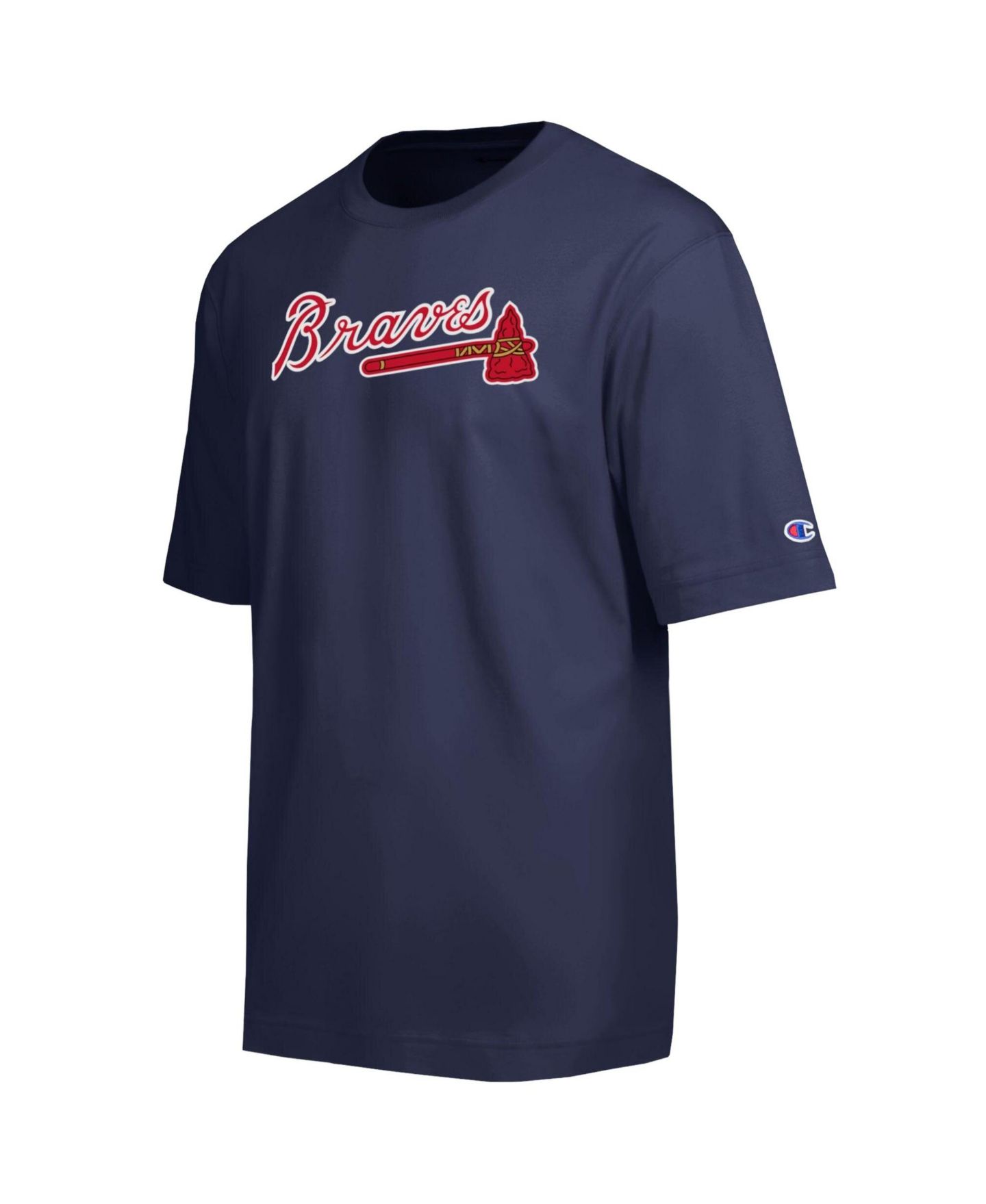 Мужская футболка Champion Navy Atlanta Braves All Star Chenille Wordmark — фото 2