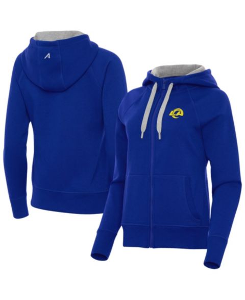 Женское худи Antigua Los Angeles Rams Victory Brushed-Back Fleece Embroidered Graphics Full-Zip