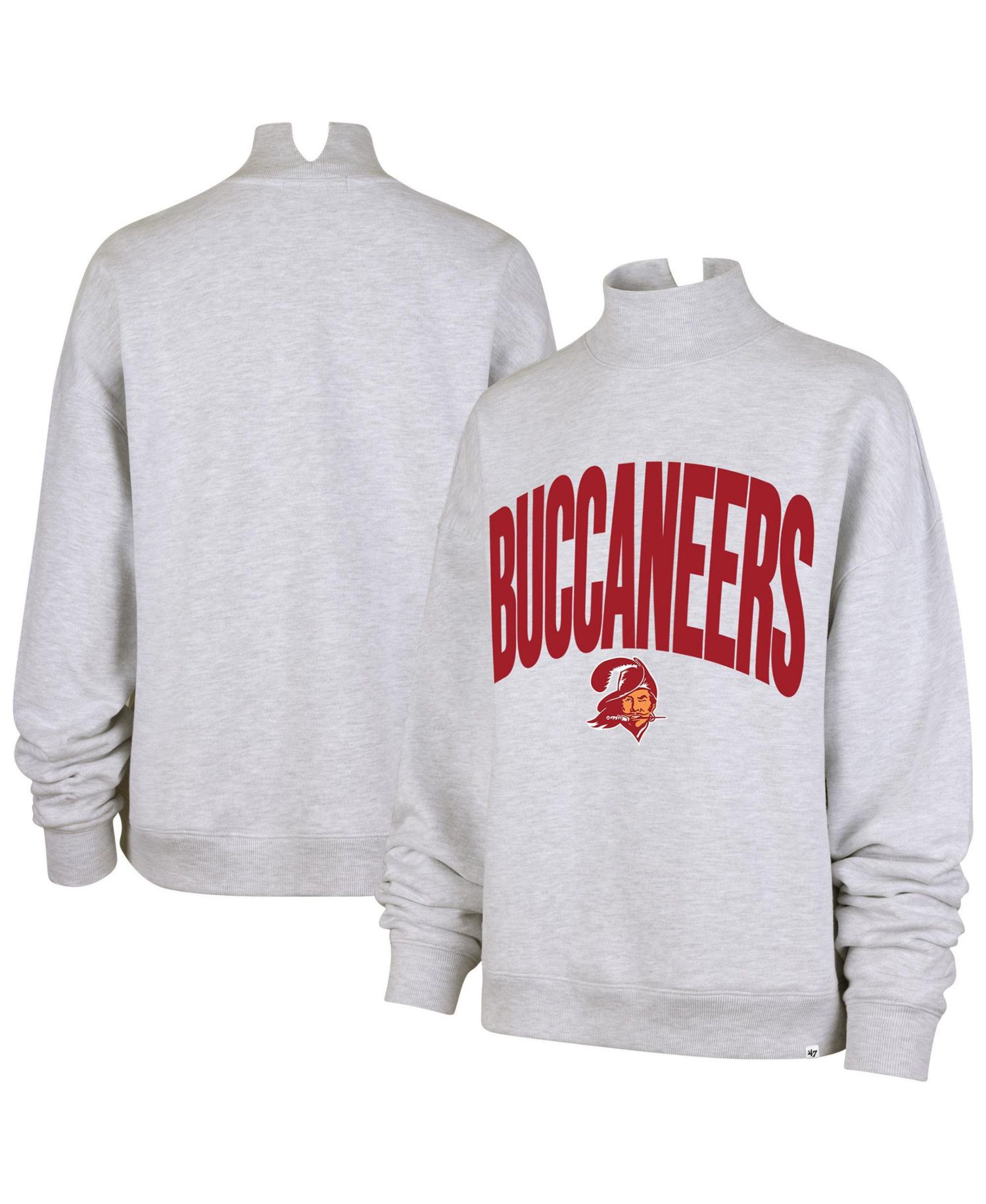 Women's Tampa Bay Buccaneers Subtle Muse Mock Neck Long-Sleeve Screen-Print Sweatshirt