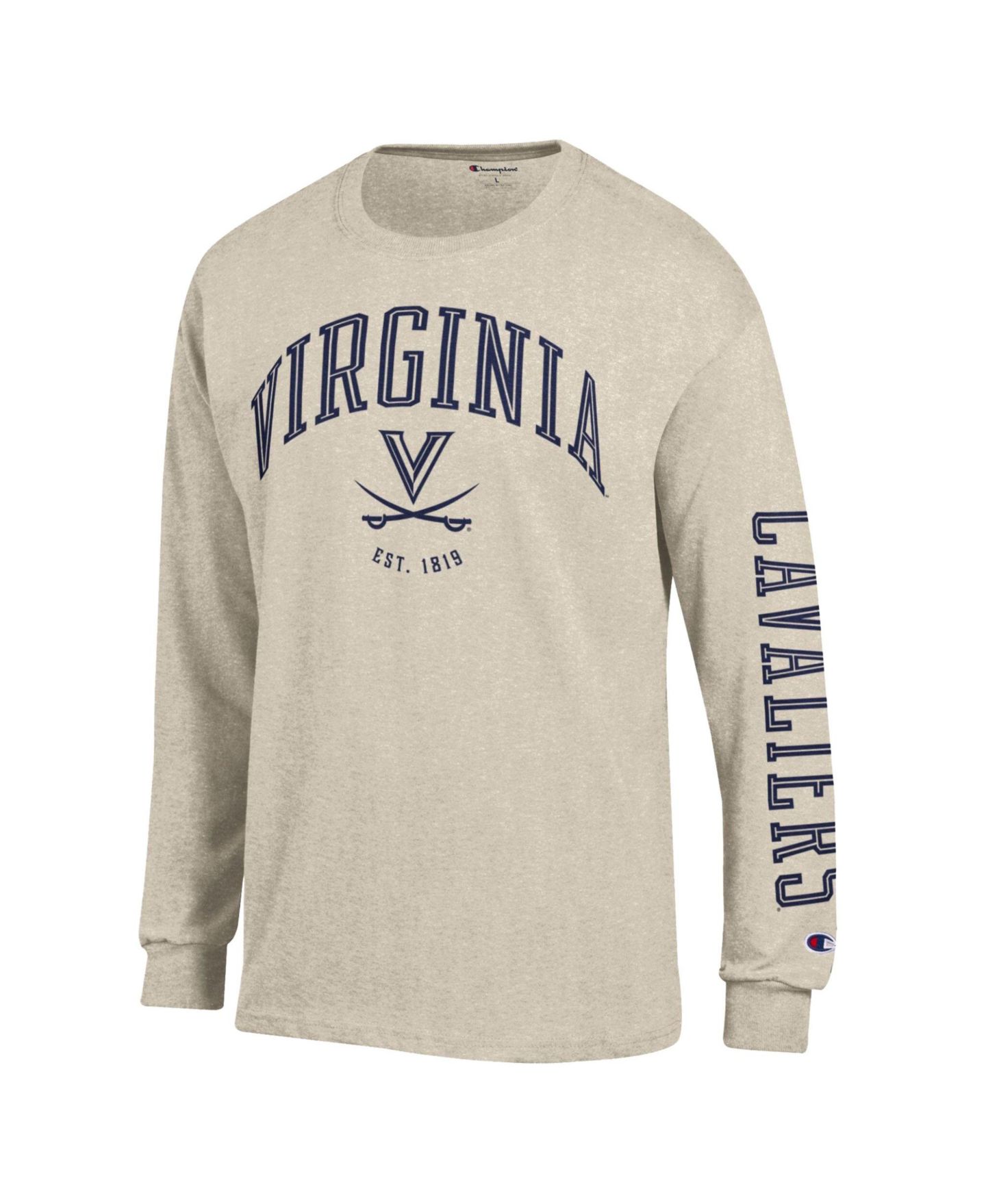 Мужская футболка Champion Heather Oatmeal Virginia Cavaliers Neutral Arch Long-Sleeve — фото 2