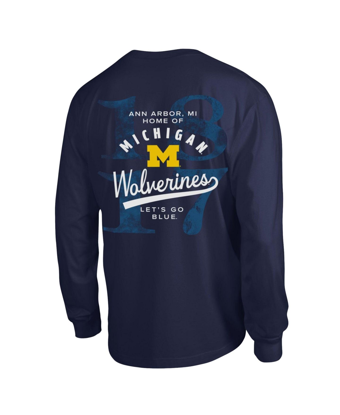 Мужская футболка Champion Navy Michigan Wolverines Laminated All-Star Long Sleeve — фото 3