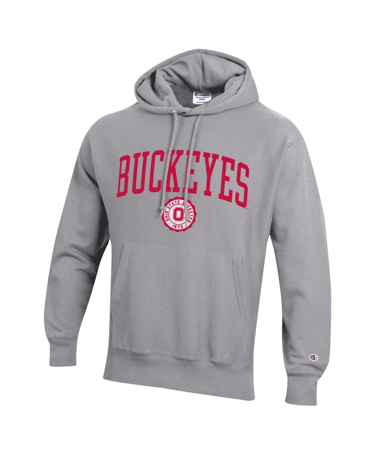 Champion Men's Heather Gray Ohio State Buckeyes Established Reverse Weave Hoodie
